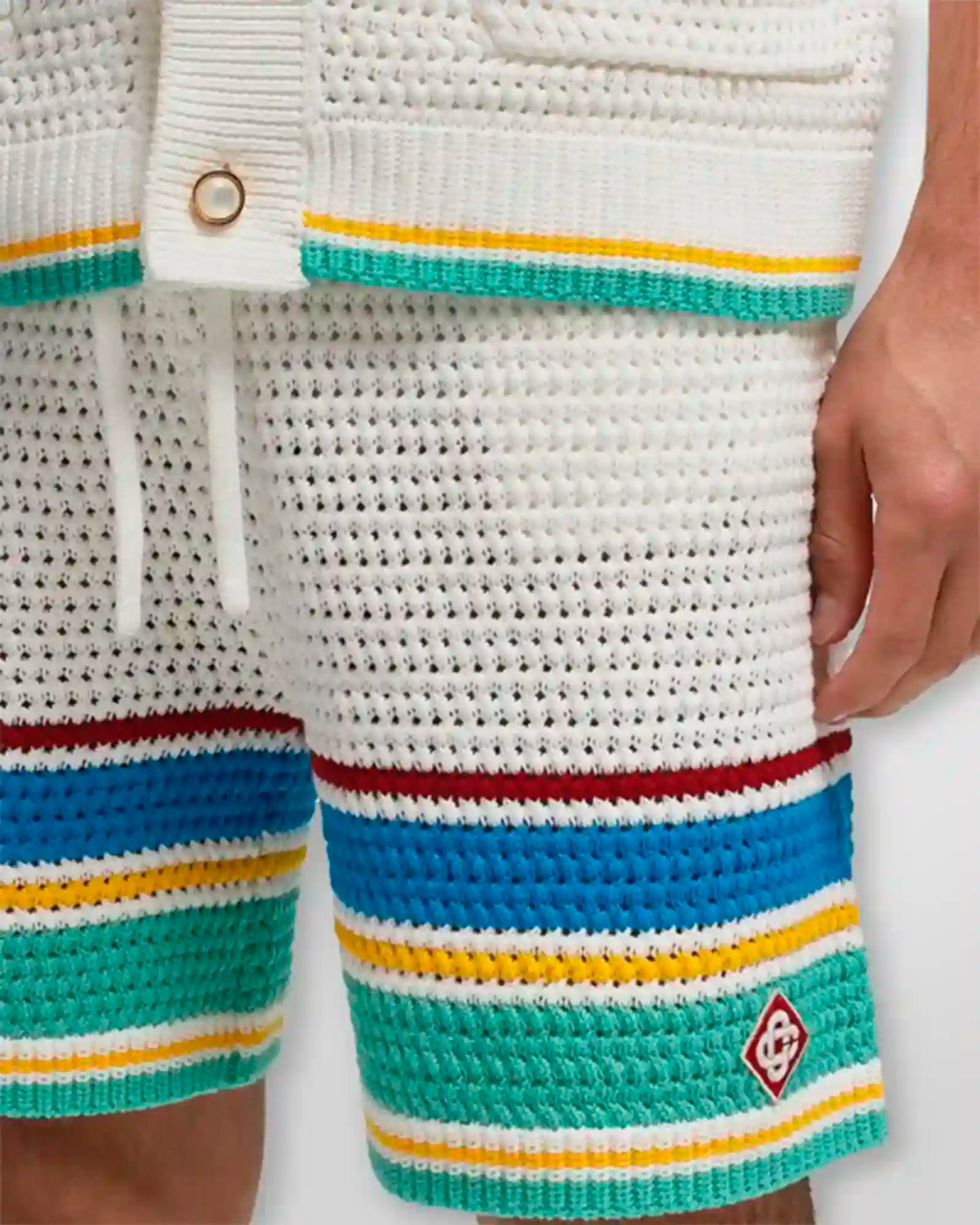 Casablanca Crochet Tennis Shorts White