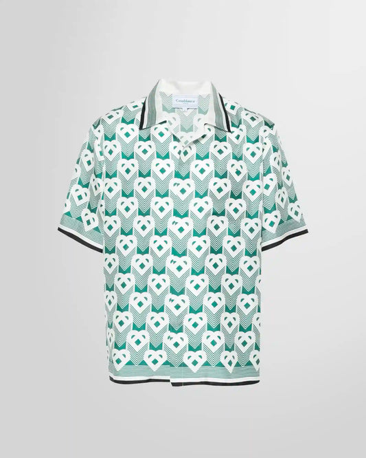 Casablanca Heart Monogram Sport Silk Shirt