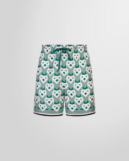 Casablanca Heart Monogram Sport Silk Shorts