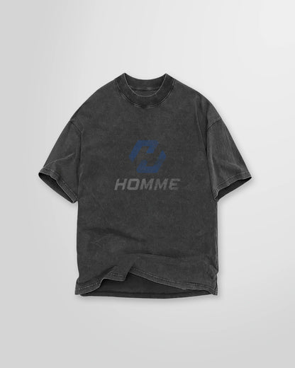 Not Guilty Homme Sport Logo Printed T-Shirt in vintage black with blue and white print