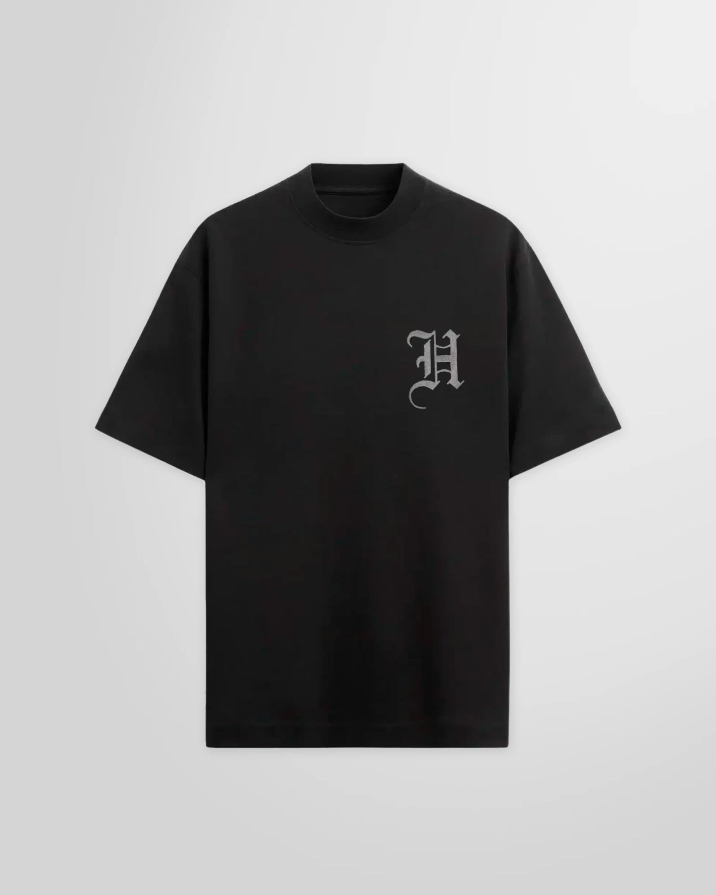 Black T-shirt with initial print on the front by Not Guilty Homme