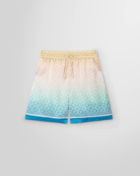 Casablanca gradient monogram silk shorts front view